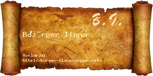 Bürger Ilona névjegykártya