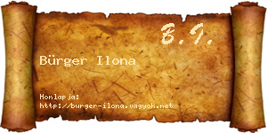 Bürger Ilona névjegykártya